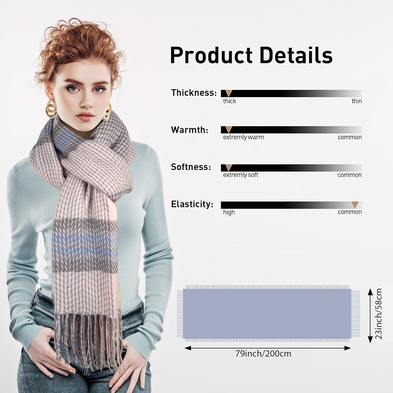 YSense Winter Scarf for Women, Fashion Long Plaid Scarves Warm Big Tartan Blanket Wrap Shawl Ladies Gifts - Image 4